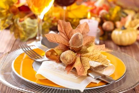 Thanksgiving dinner decoration. Stock Photos