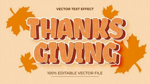 Thanksgiving with effect leaves text style effect editable premium イラスト素材