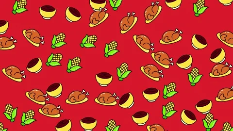 Thanksgiving Feast Pattern - A Festive Celebration of Food and Tradition. Stock Footage 320206578