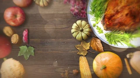 Thanksgiving feast preparation and table setting. Stock Footage 320096321