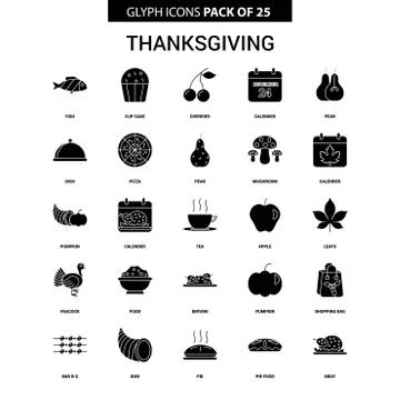 Thanksgiving  Glyph Vector Icon set Stock Illustration