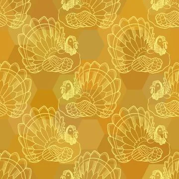 Thanksgiving graphic seamless pattern with turkey Stock Illustration