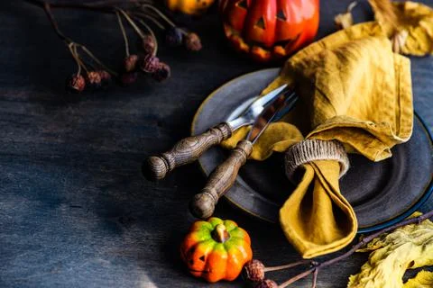 Thanksgiving holiday table setting Stock-Fotos