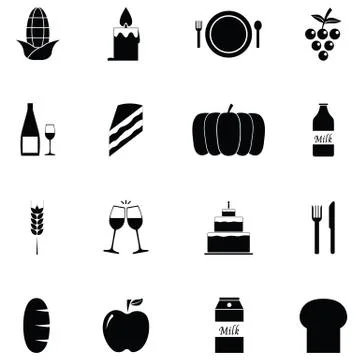 Thanksgiving icon set Stock Illustration