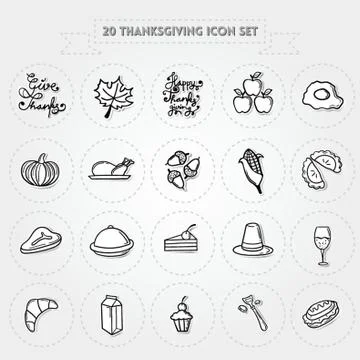 Thanksgiving Icon Set Stock Illustration