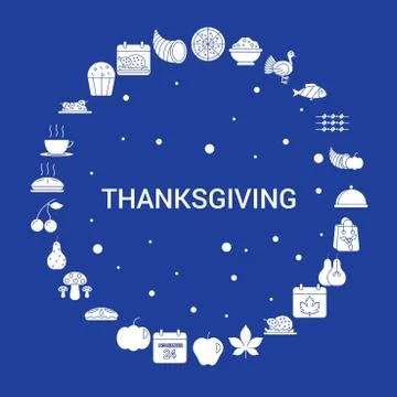 Thanksgiving  Icon Set. Infographic Vector Template Stock Illustration