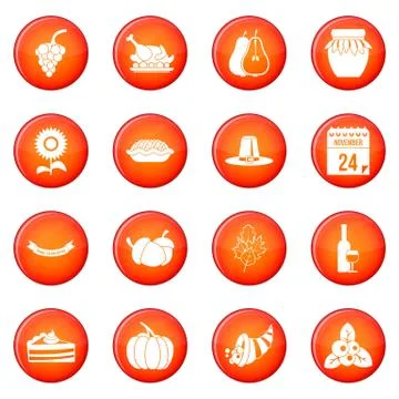 Thanksgiving icons vector set Stock Illustration