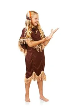 Thanksgiving: indian gesturing to side Stock Photos