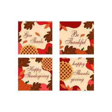 Thanksgiving instagram posts in flat design Stock Illustration
