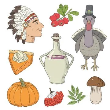 Thanksgiving objects Stock Illustration