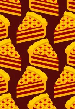 Thanksgiving piece of pumpkin pie pattern. National holiday ornament. Traditi Stock Illustration