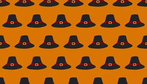 Thanksgiving pilgrim hat seamless pattern Stock Illustration