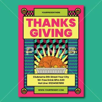 Thanksgiving Poster Flyer PSD Template