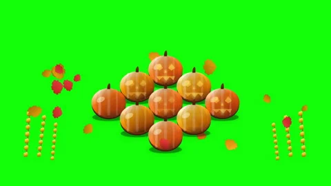 Thanksgiving pumpkin 3d isometric green Stock-Footage 345809028
