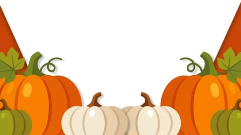 Thanksgiving pumpkin border frame motion graphic background with autumn har.. Stock Footage 348129793
