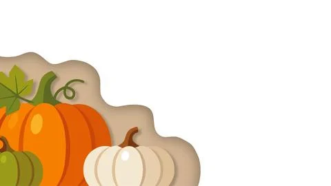 Thanksgiving pumpkin corner border vector background with paper cut style d.. 스톡 사진
