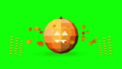 Thanksgiving pumpkin lowpoly green 스톡 동영상 345809052