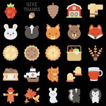 Thanksgiving related flat vector icon set 5 스톡 일러스트