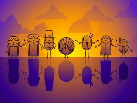 Thanksgiving scene Stock Illustration