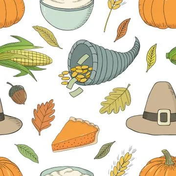 Thanksgiving seamless pattern 3 Stock Illustration