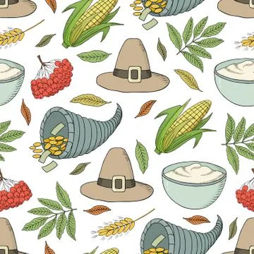 Thanksgiving seamless pattern 4 Stock Illustration
