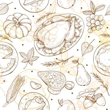Thanksgiving Seamless Pattern Stock Illustration