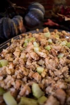 Thanksgiving stuffing with celery side dish Stock Photos