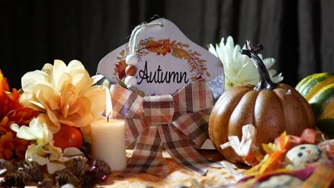 Thanksgiving table holiday props 스톡 동영상 202592337