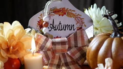 Thanksgiving table holiday props Stock Footage 202592359