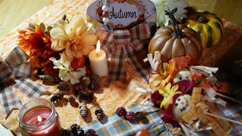 Thanksgiving table holiday props 스톡 동영상 202592491
