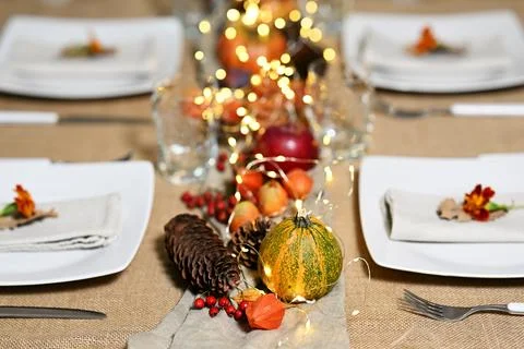 Thanksgiving table setting Foto stock