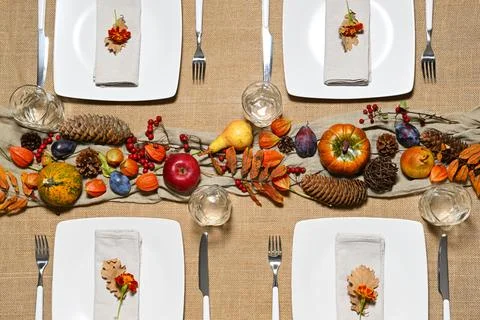 Thanksgiving table setting Foto stock