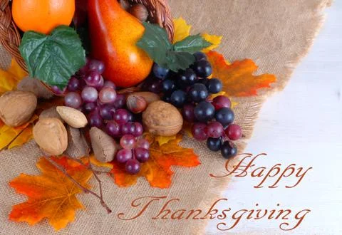 Thanksgiving tabletop with message Fotos de archivo