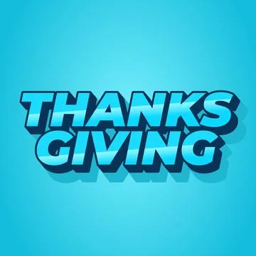Thanksgiving text effect in bold font with 3D style Stock Illustration