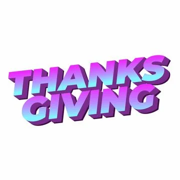 Thanksgiving text effect in bold font with 3D style Stock Illustration