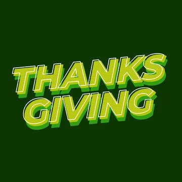 Thanksgiving text effect in bold font with 3D style Stock Illustration