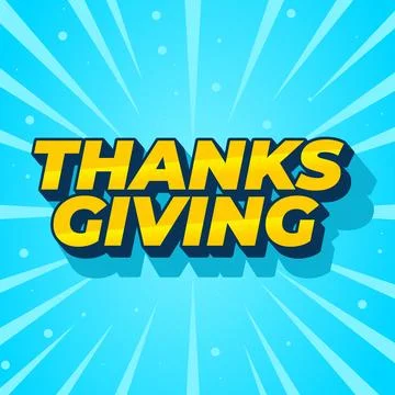 Thanksgiving text effect in bold font with 3D style Stock Illustration