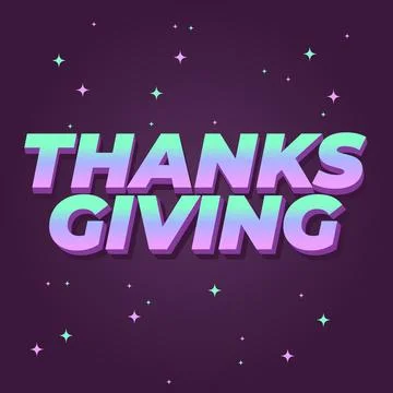 Thanksgiving text effect in bold font with 3D style Stock Illustration