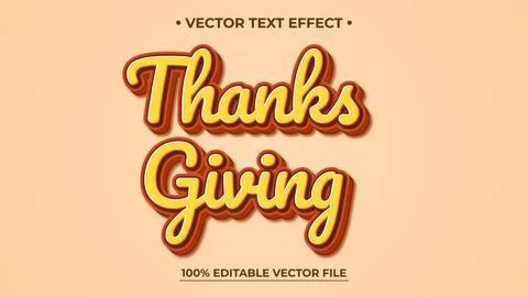 Thanksgiving Text Effect: Bold, Layered, and Editable Vector Design on Peac.. Stock Illustration