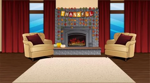 Thanksgiving Theme Background Scene Stock Illustration