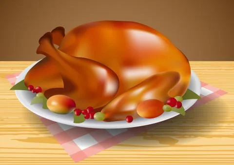 Thanksgiving turkey fried Stock Illustration