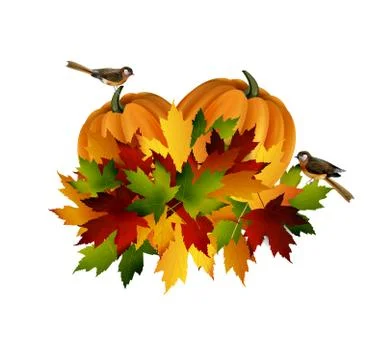 Thanksgiving vector autumn composition Stock Illustration