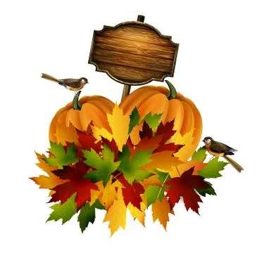 Thanksgiving vector autumn composition Stock Illustration