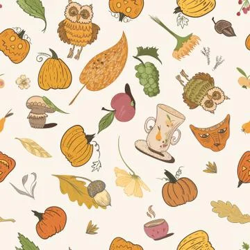Thanksgiving Vector Doodle Pattern Illustrazione stock