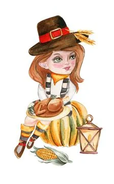 Thanksgiving watercolor elements 스톡 일러스트