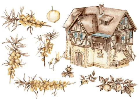 Thanksgiving watercolor elements Stock-Illustration