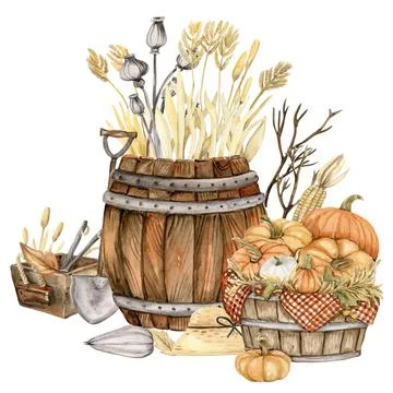 Thanksgiving watercolor elements Stock Illustration