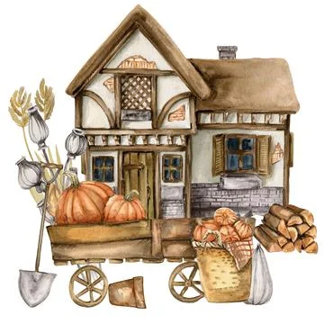 Thanksgiving watercolor elements Stock Illustration