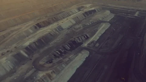 Thar Engro Coal Mining Open Pit Terraces in Sindh Desert Stock Footage 344055792