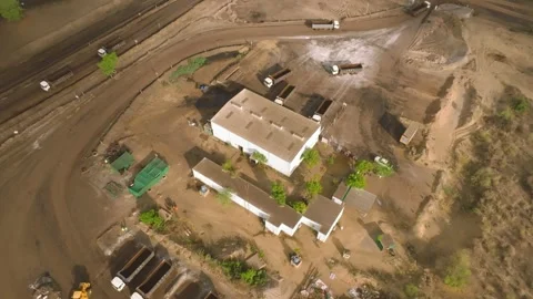 Thar Engro Coal Mining Site Buildings in Sindh from Above Stock Footage 344055872